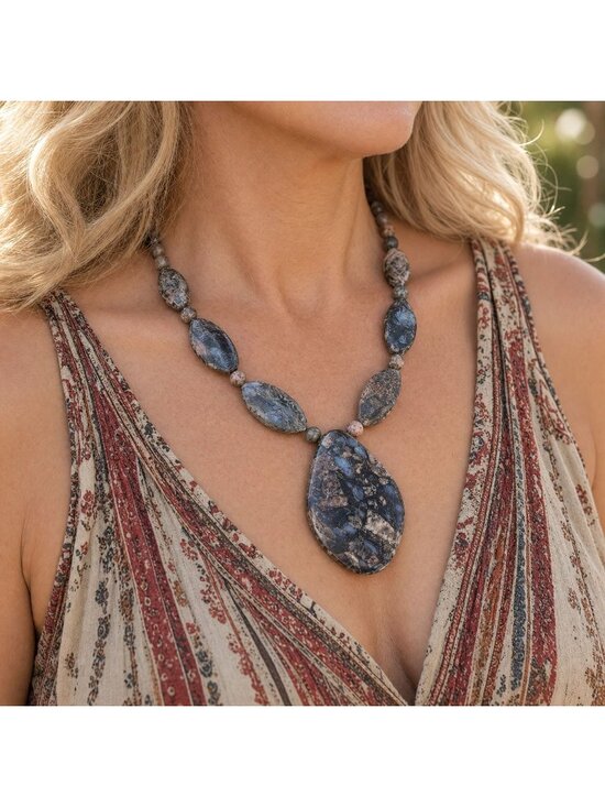 Jay King Jewelry - Jay King HSN Mine Finds Blue & Gray Stone Beaded Necklace Sterling With Box